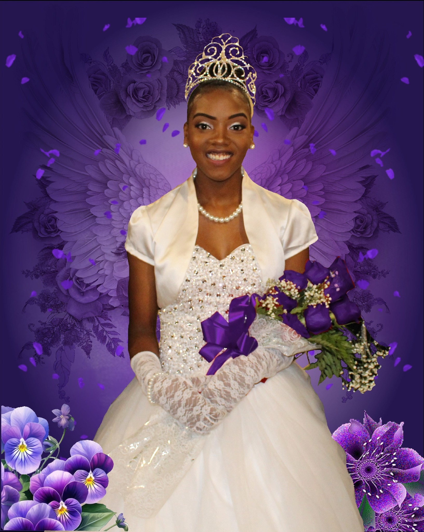 Kennedy Ladon Sanders smiling in purple themed portrait