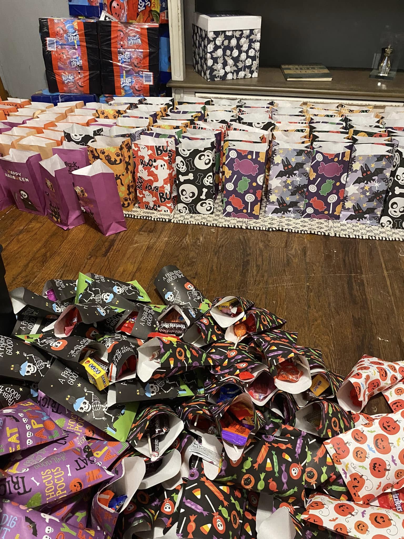 Prepared candy bags for K Way Festival